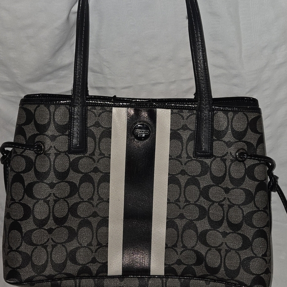 Coach Black and Gray Monogram Tote - Picture 1 of 5